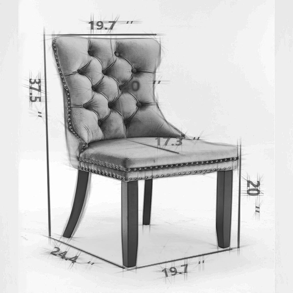 Velvet Tufted Dining Chairs Set Of Four Gold Finish