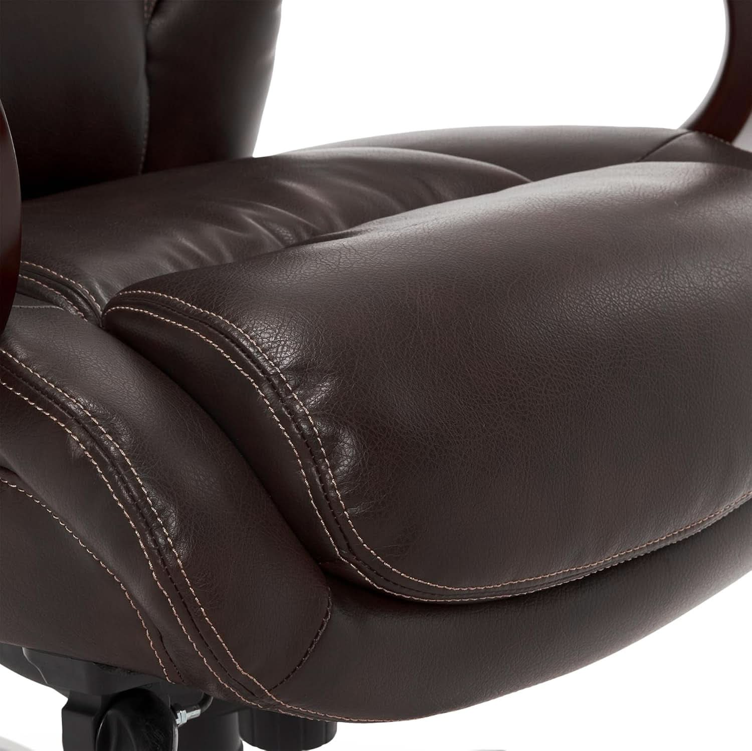 Bellamy Executive Office Chair With Memory Foam Cushions Brown Bonded Leather