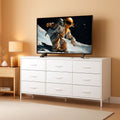 White Dresser TV Stand With 9 Drawers For Bedroom Storage