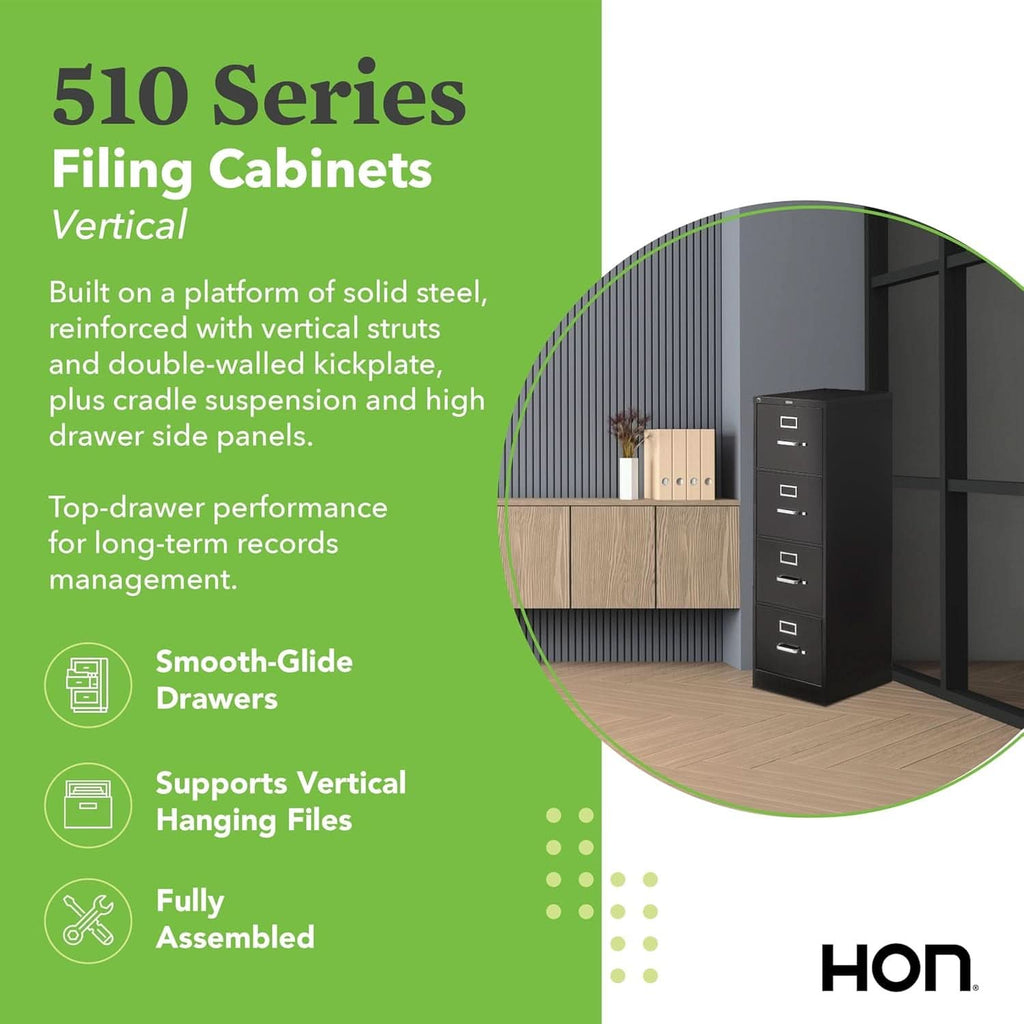 4-Drawer Vertical Locking Metal File Cabinet 25 Deep Putty