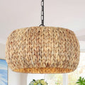 5 Light Farmhouse Rattan Chandelier Natural Water Hyacinth Shade