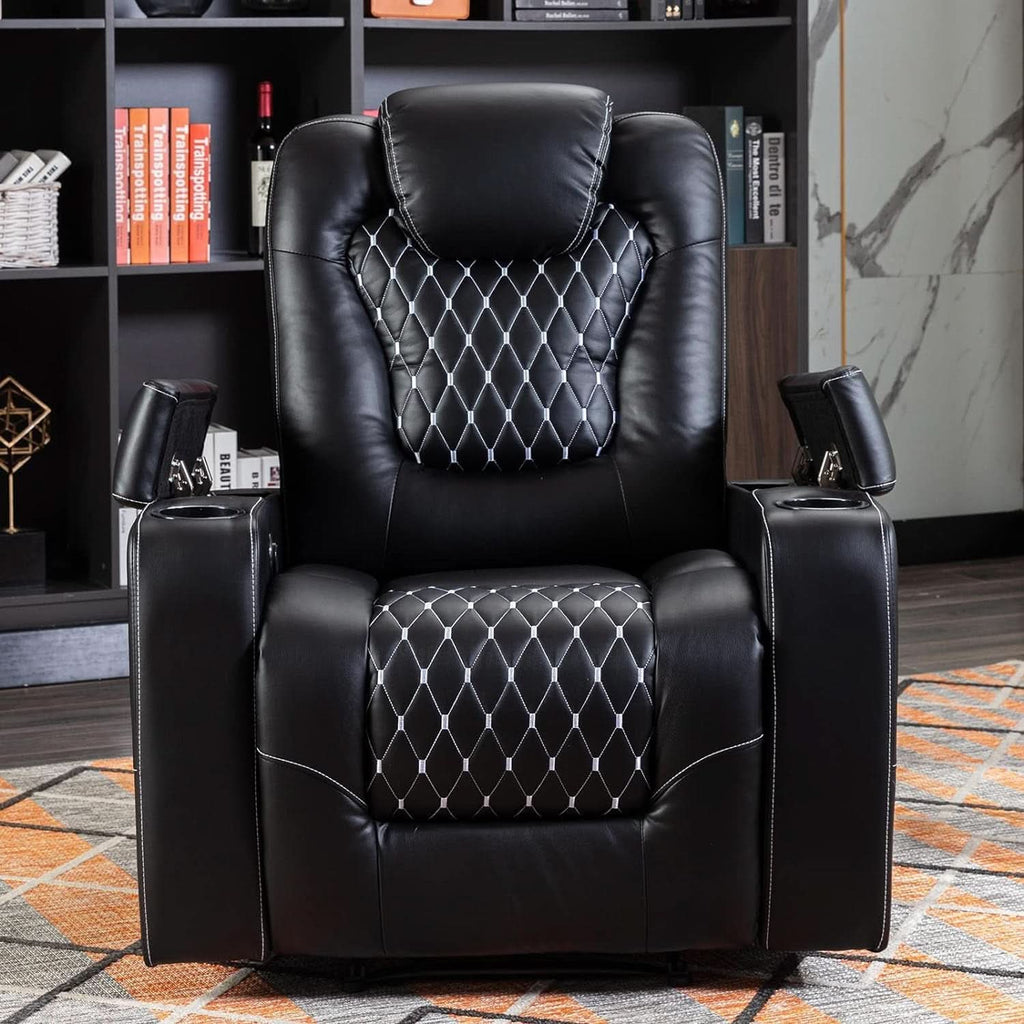 Power Recliner Chair With USB Ports And Cup Holders Black