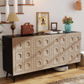 63 Inch Oak And Black Mid Century Modern Sideboard