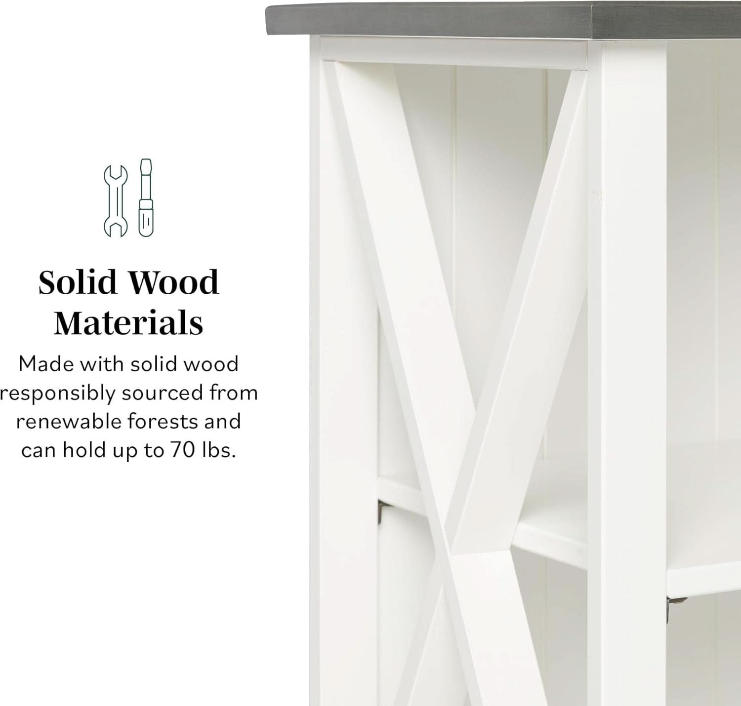 52 Inch White 2 Tier Modern Farmhouse Wood Bookcase Bookshelf for Home Office Storage Cabinet