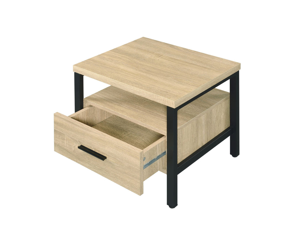Oak Finish Nightstand with 1 Drawer and 1 Shelf