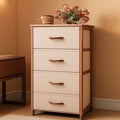 4 Drawer Pink Rose Gold Fabric Dresser With Wood Top