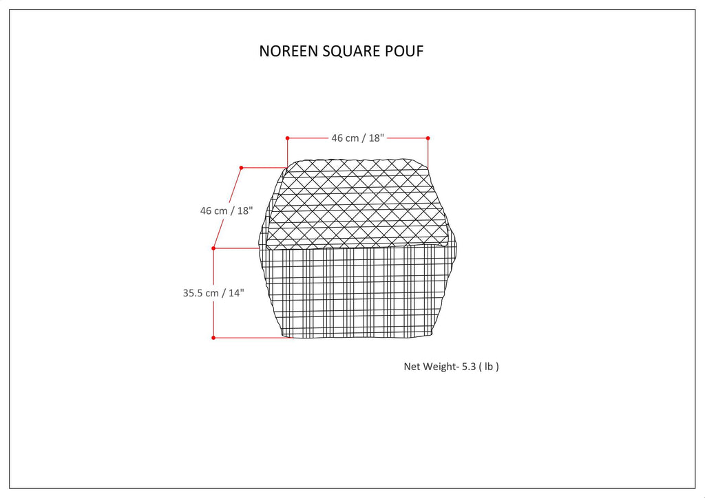 Noreen Square Pouf Light Blue White