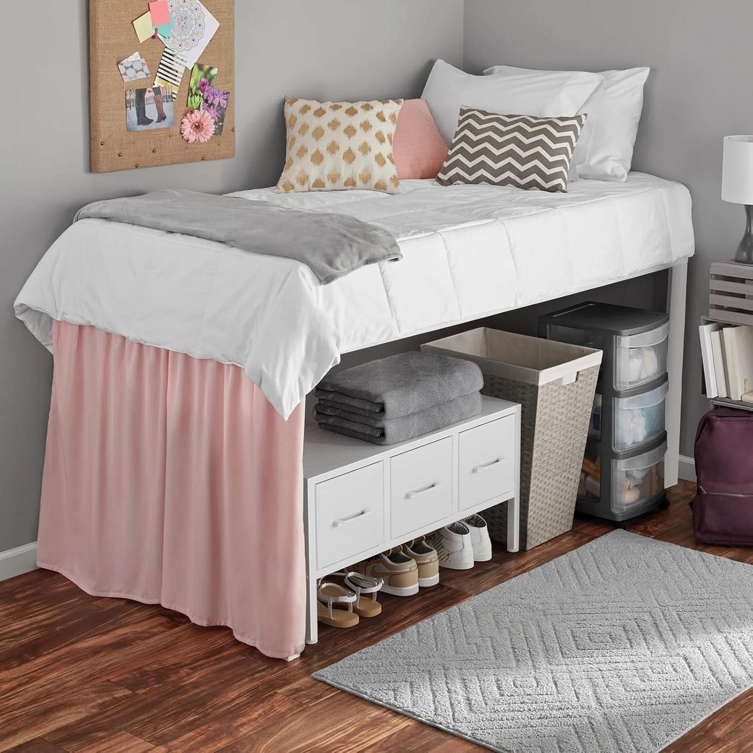 White Closet Storage Organizer With Fabric Drawers