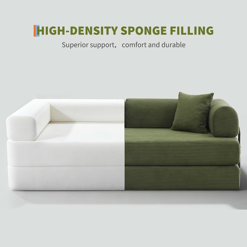 Corduroy Green 79 Inches Inter changeable Plus Sofa Bed