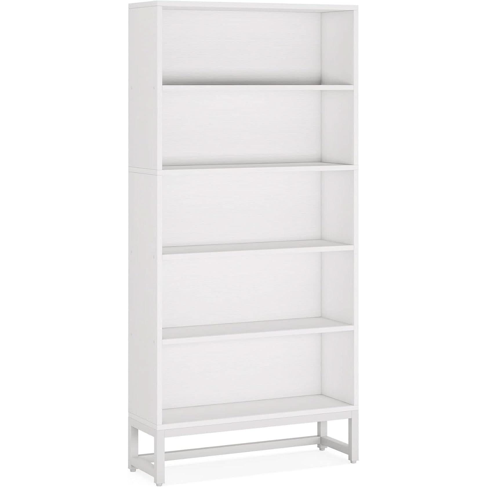 Tall 70.8 Inch Bookcase 5 Tier Heavy Freestanding White