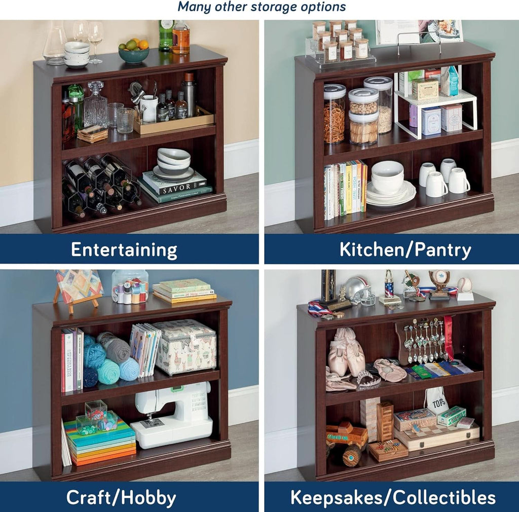 Cherry Finish Bookshelf With Adjustable Shelf, Two Shelf