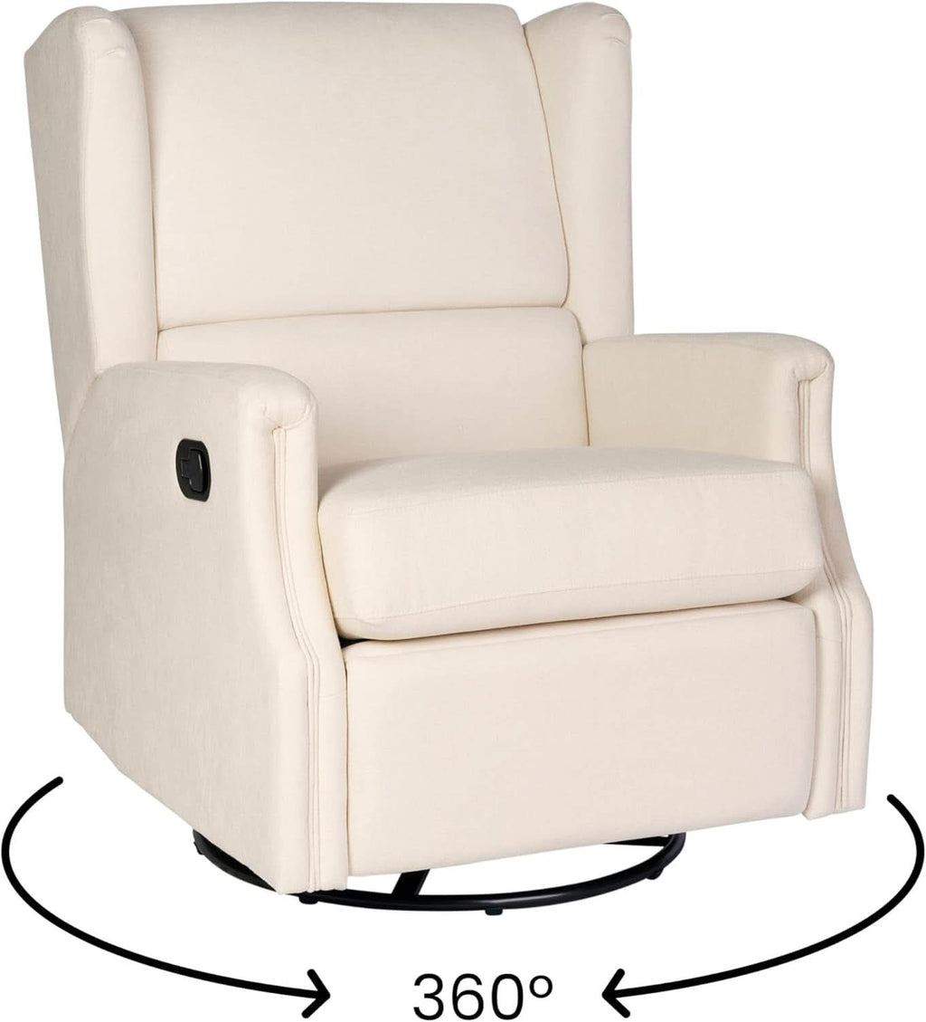 Omma Swivel Glider Rocking Recliner Cream Upholstered 3In1