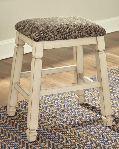 24 Inch Counter Height Upholstered Bar Stool Set Whitewash