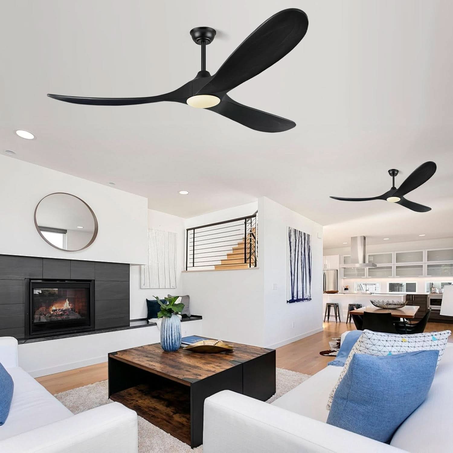 52Inch Matte Black Ceiling Fan Indoor Outdoor Low Noise