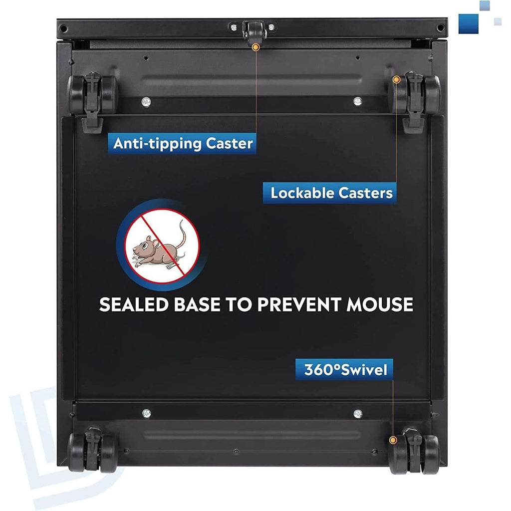 Compact Black Mobile Filing Cabinet Lockable With Drawers