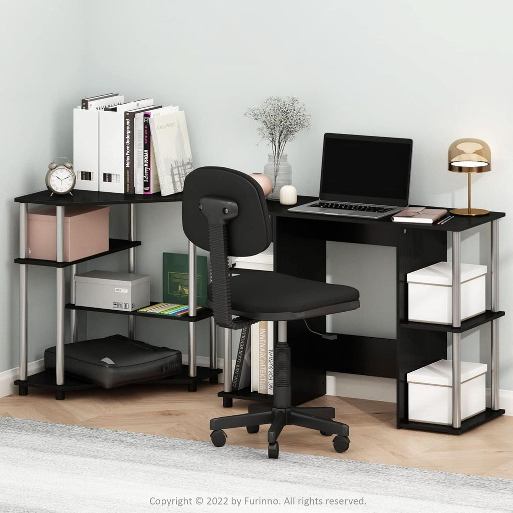 Jaya Computer Desk Americano Finish With Storage Shelves