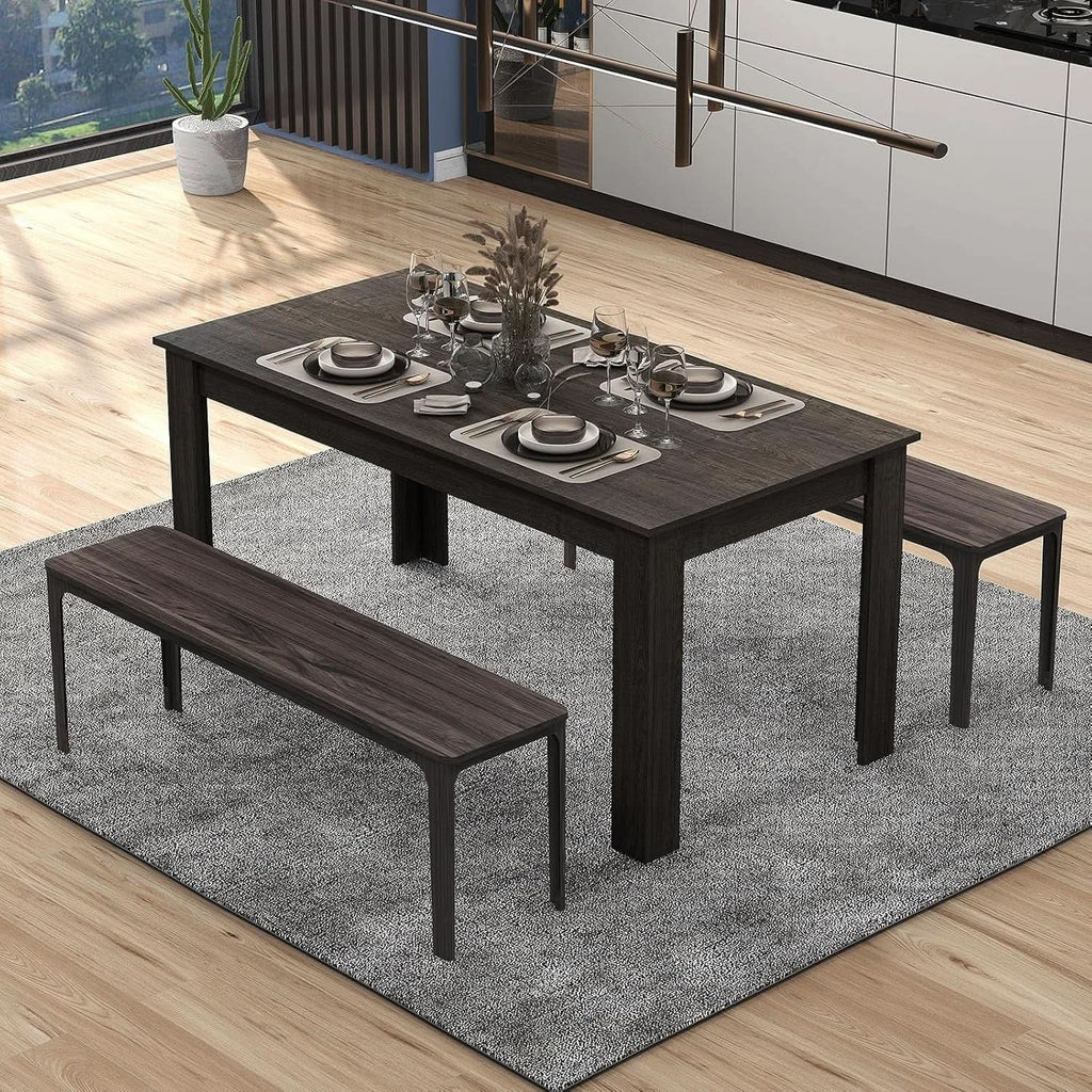 63 Inch Wood Dining Table For 4 To 6 People Grey Ideal For Dining Room