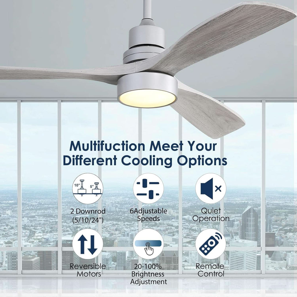52 Inch Ceiling Fan With Lights Remote Quiet DC Motor