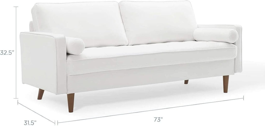 Valour Performance Velvet Sofa White Mid Century Modern