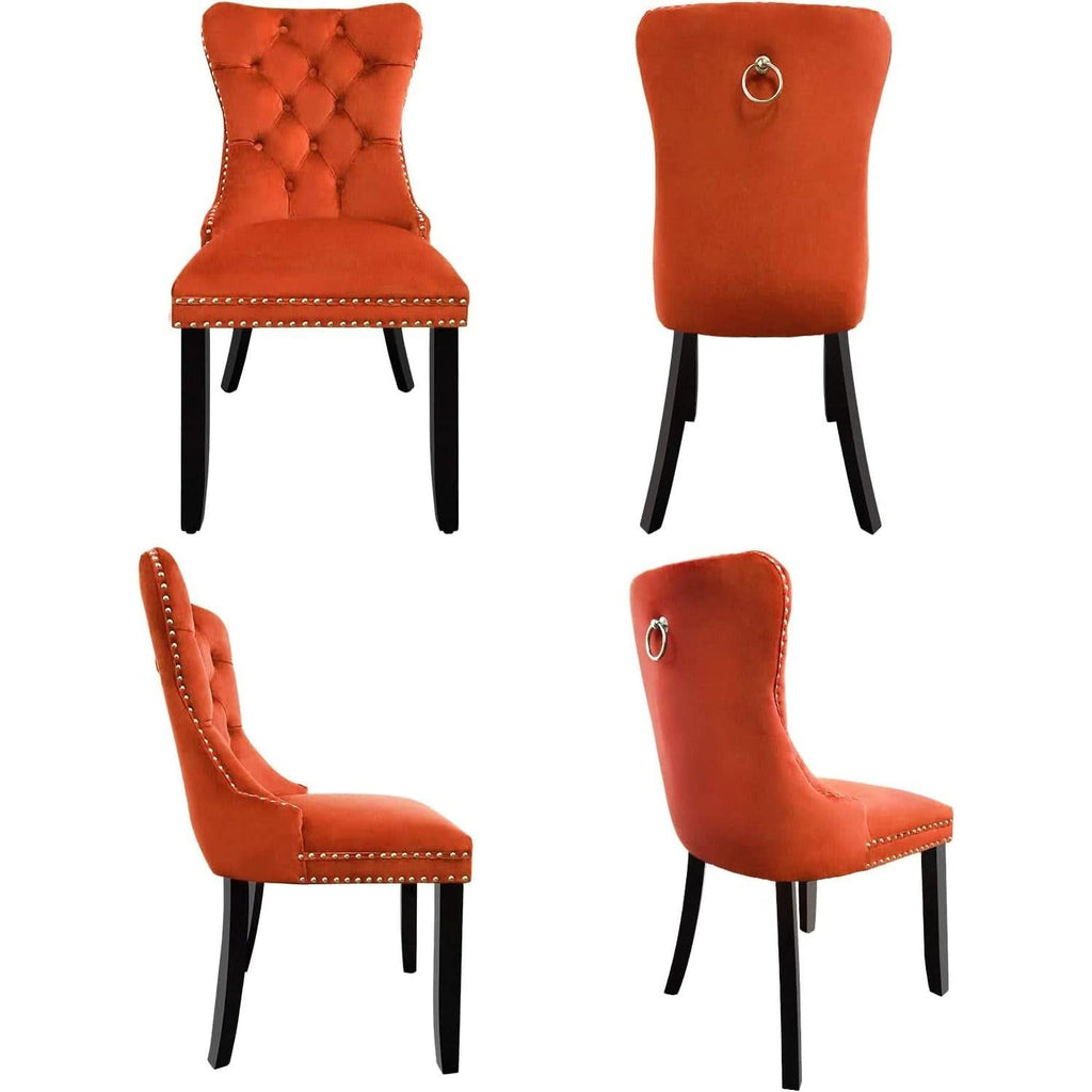 Solid Wood Dining Chairs With Nailhead Back Set Of 2