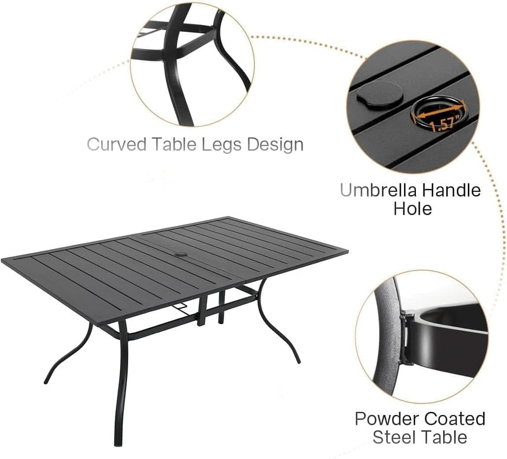 7 Piece Outdoor Dining Set with Stackable Chairs