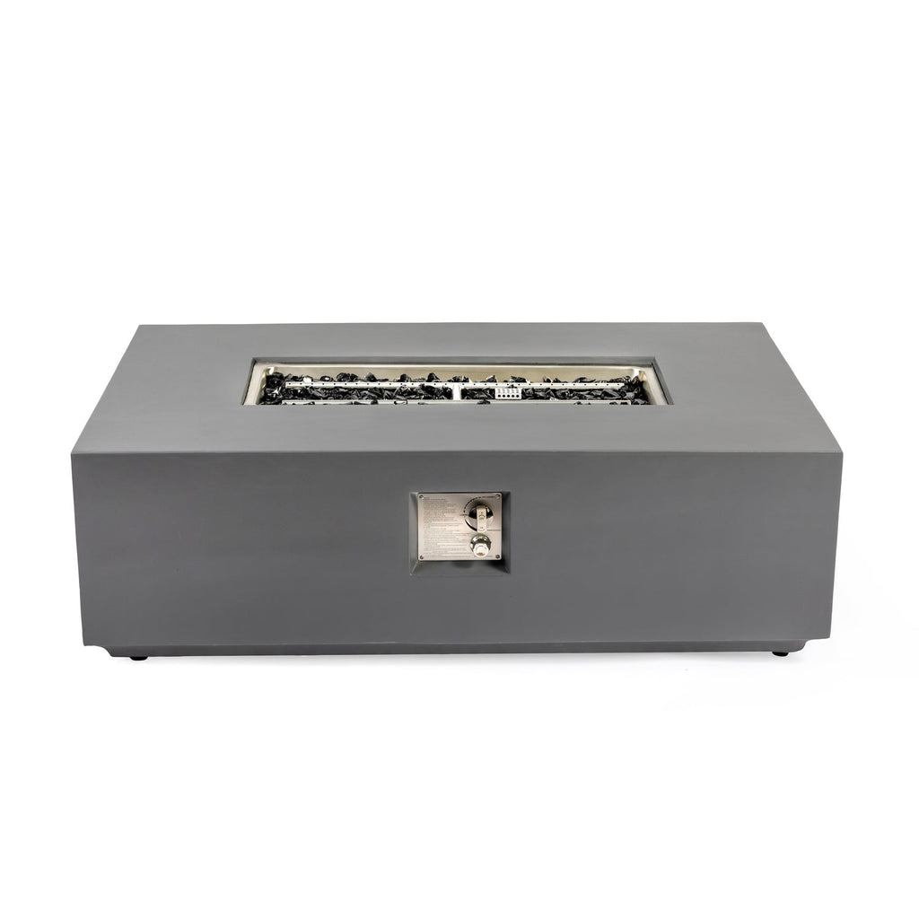 Volon Modern Rectangular Fire Pit Table in Light Gray