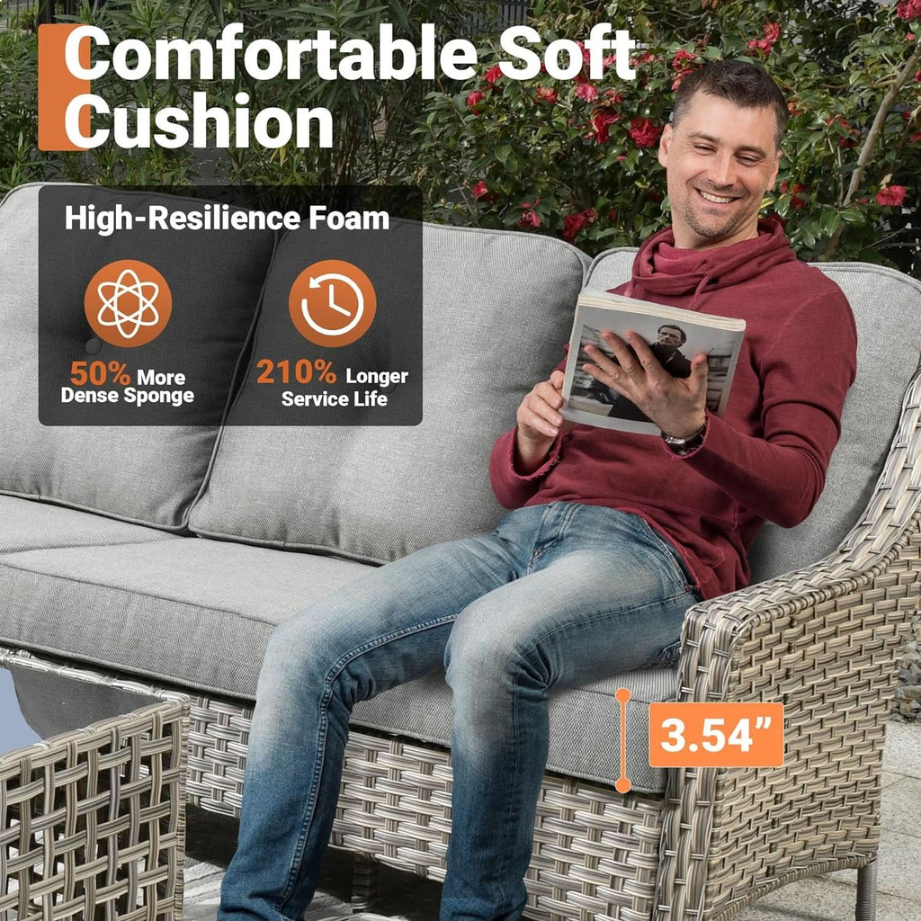5 Piece Outdoor Patio Set With Swivel Chairs All Weather
