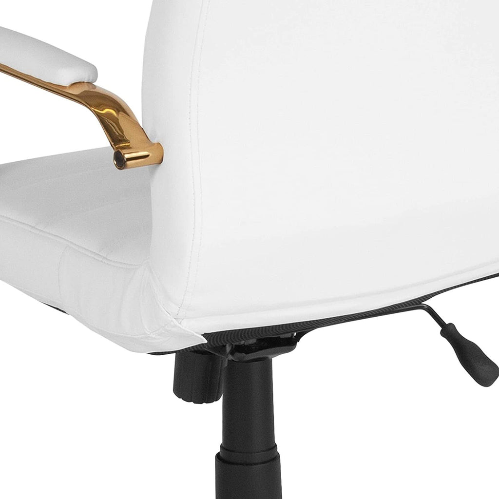 Whitney White LeatherSoft Office Chair Mid Back Swivel