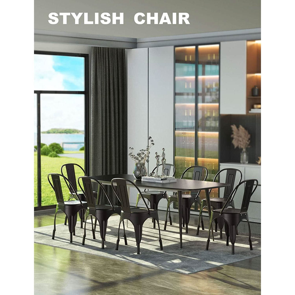 Stackable Tolix Style Metal Dining Chair Black Set of 4