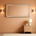 22 Inch By 47 Inch Large Wall Mirror With Angled Beveled Edge And Stainless Steel Frame