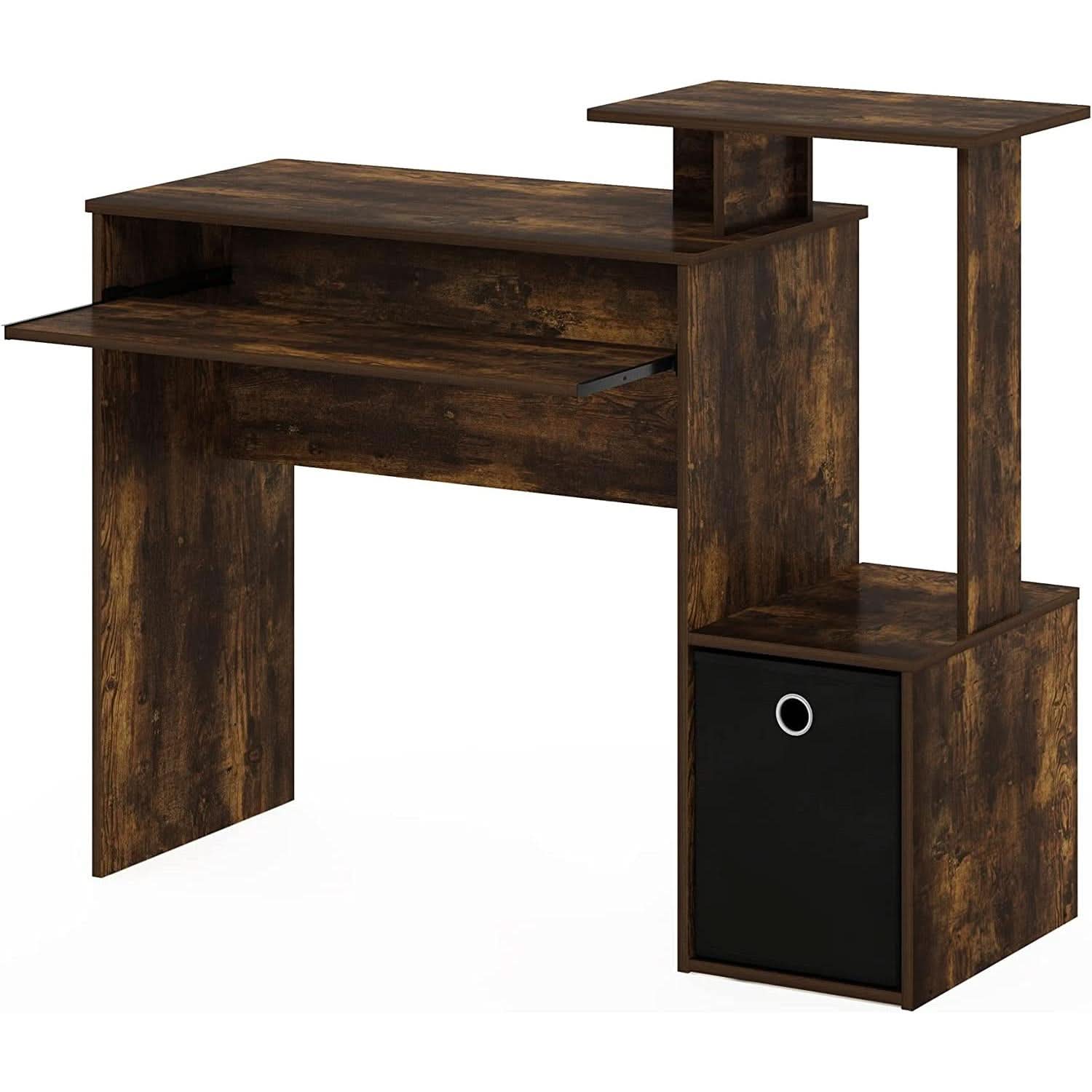 Amber Pine Black Econ Writing Desk With Keyboard Tray