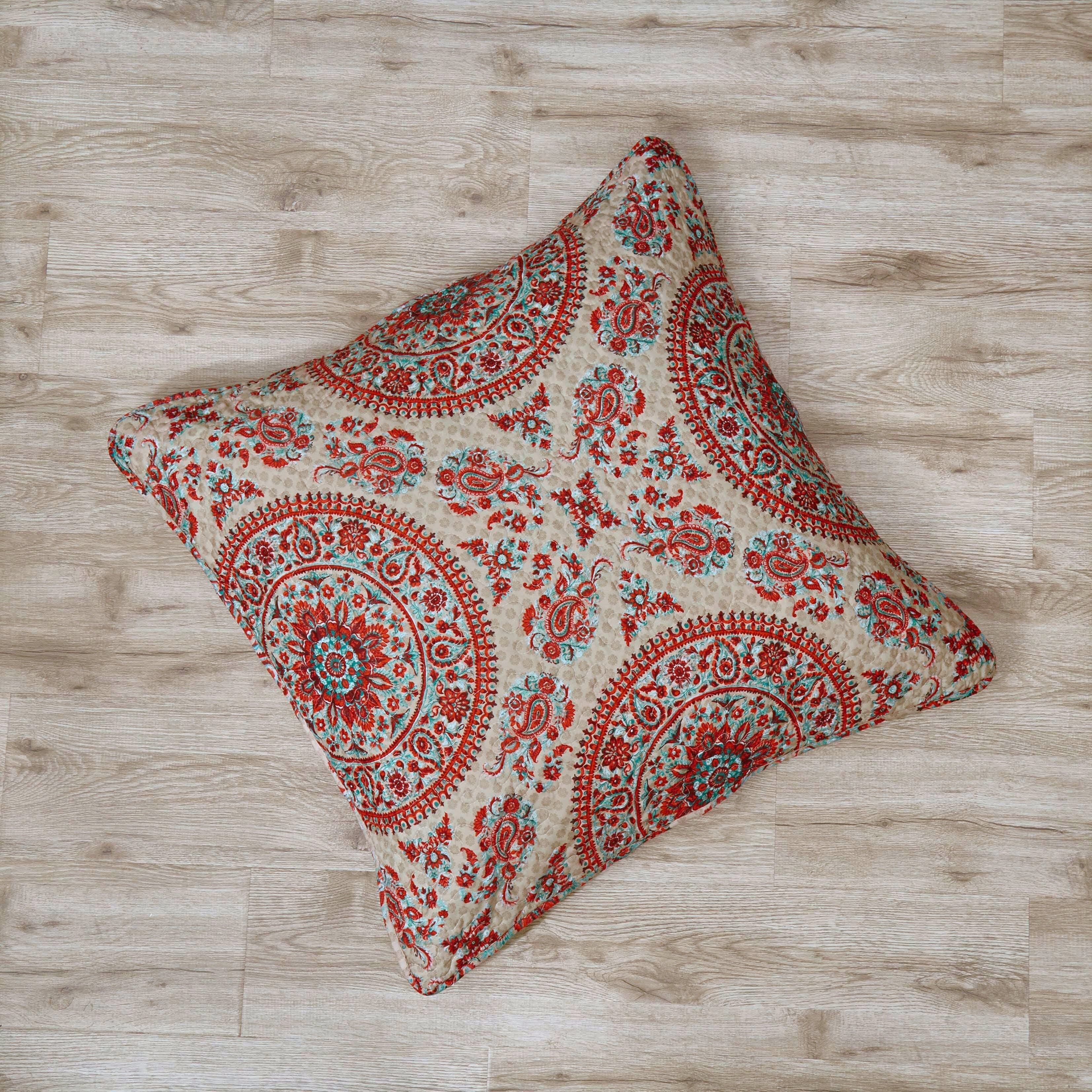 Tache Bohemian Desert Medallion Boteh Paisley Taupe Throw Pillow Covers / Euro Sham (TJ3502)