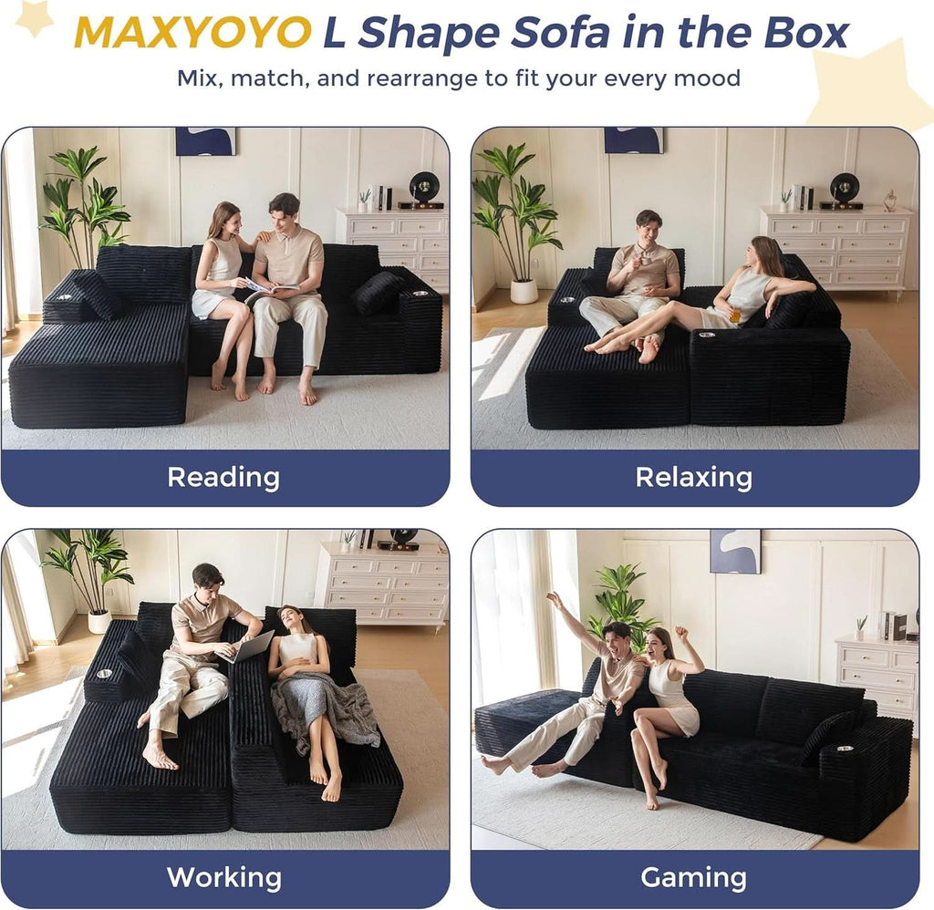 Large Modular Sectional Couch with L-Shape Chaise