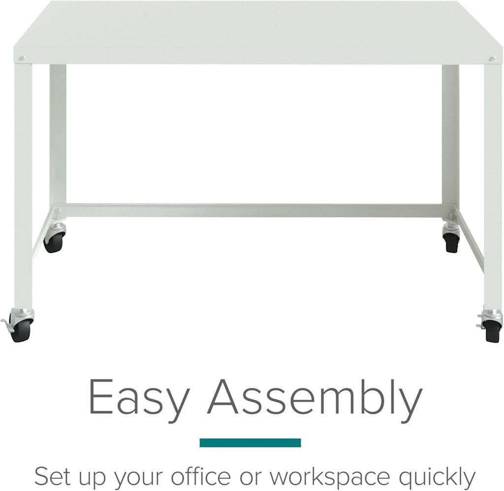 Mobile Metal Desk Workstation with Wheels and Durability