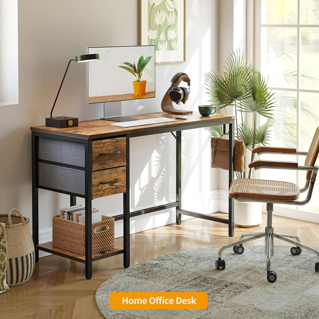 Modern 47 Inch Home Office Desk With Storage Drawers