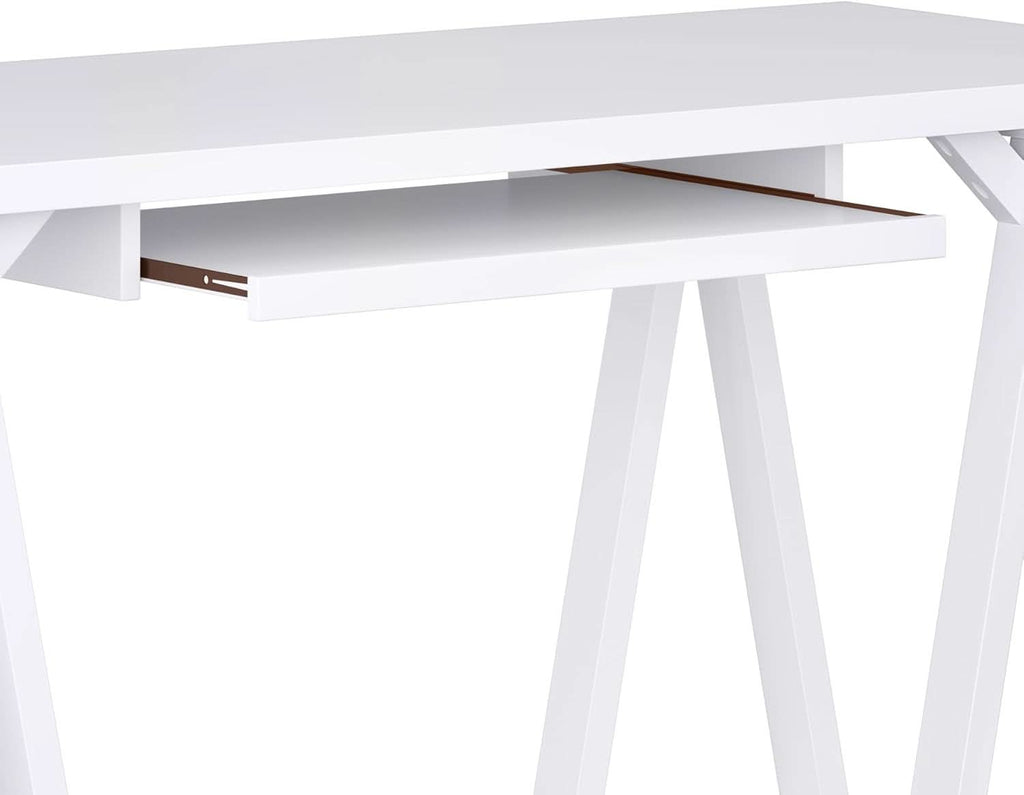 Modern Industrial Solid Wood Writing Desk with Keyboard Tray