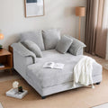 Oversized Light Grey Chaise Lounge Chair with Pillows