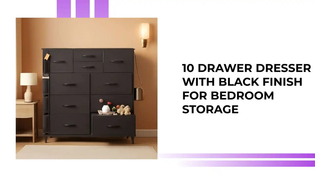 10 Drawer Dresser With Black Finish For Bedroom Storage by@Outfy