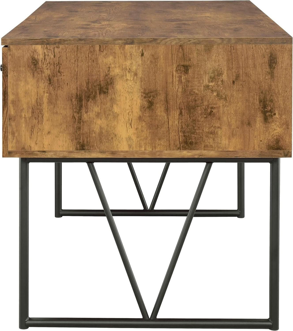 Rustic 63 Inch Writing Desk with Four Storage Drawers