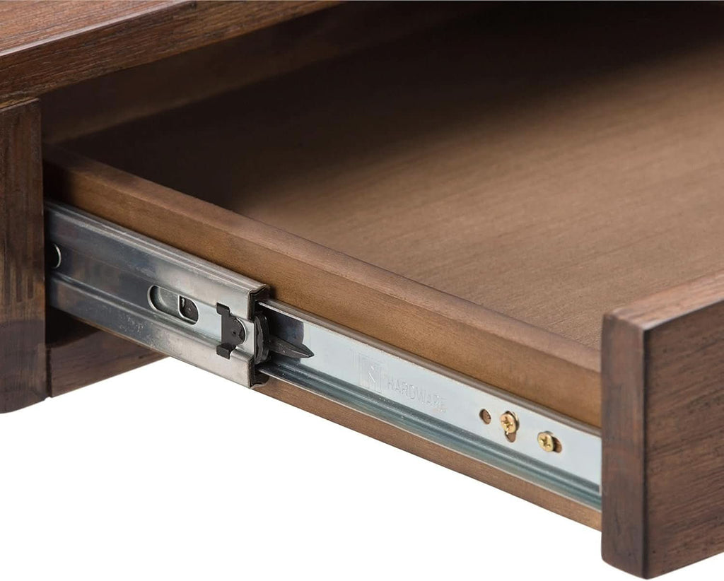 Rustic Acacia Wood and Metal Writing Desk with Drawers