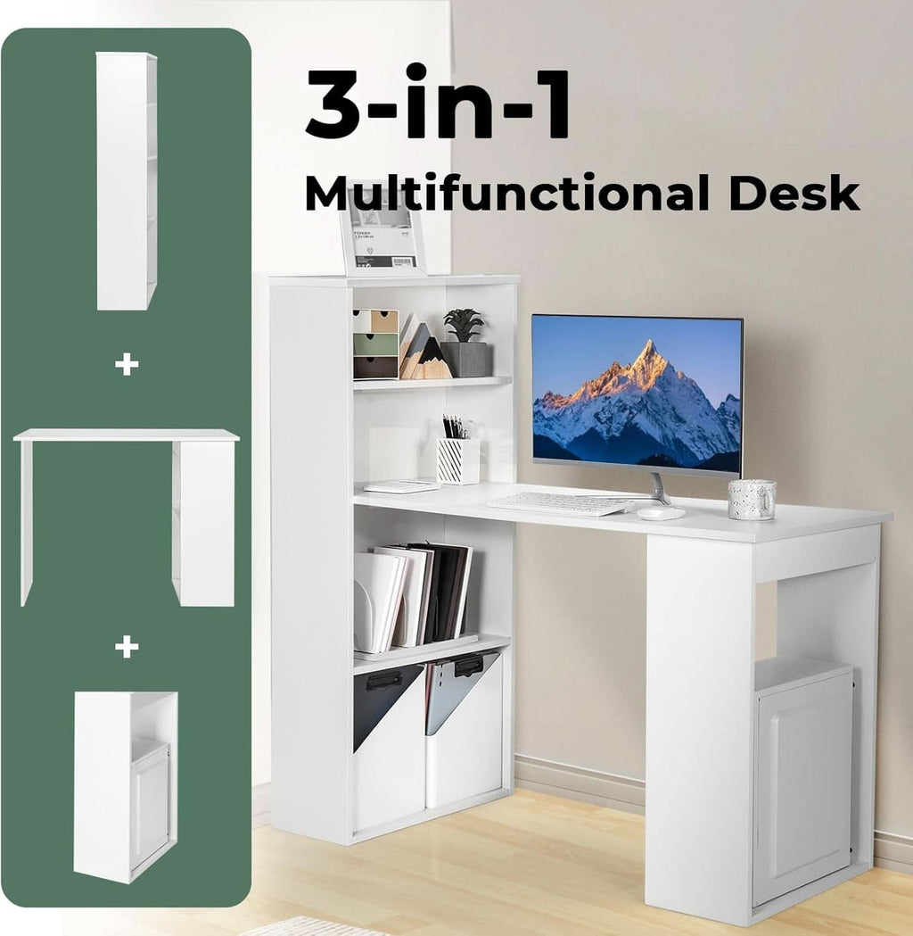 Space-Saving 48 Inch Computer Desk with Bookshelf