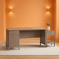 Spacious Home Office Desk with Drawers in Gray