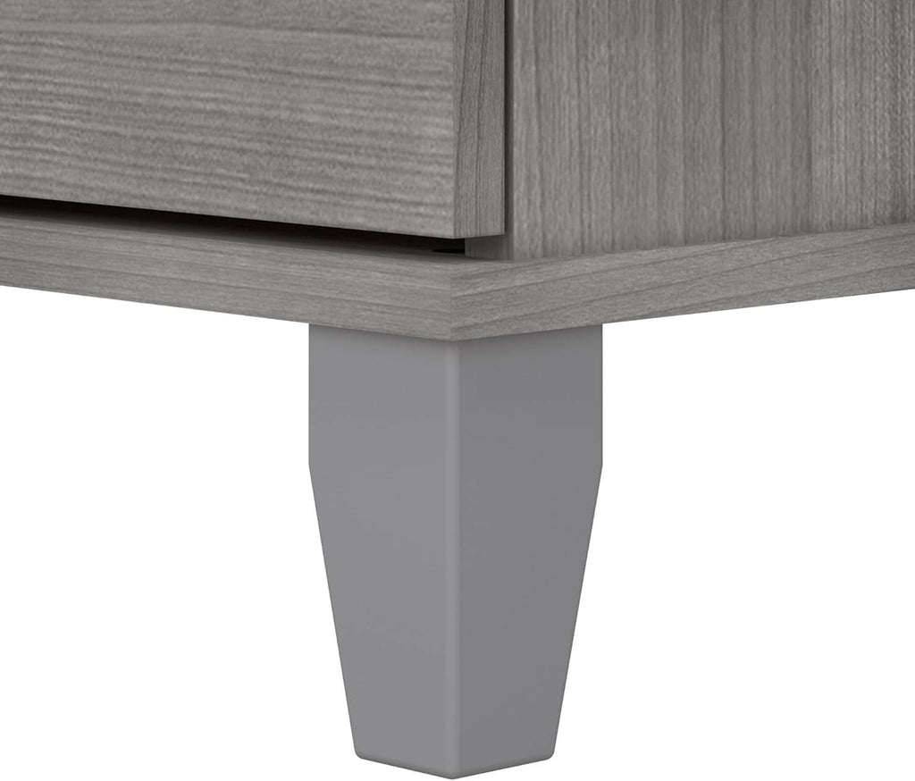 Spacious Home Office Desk with Drawers in Gray