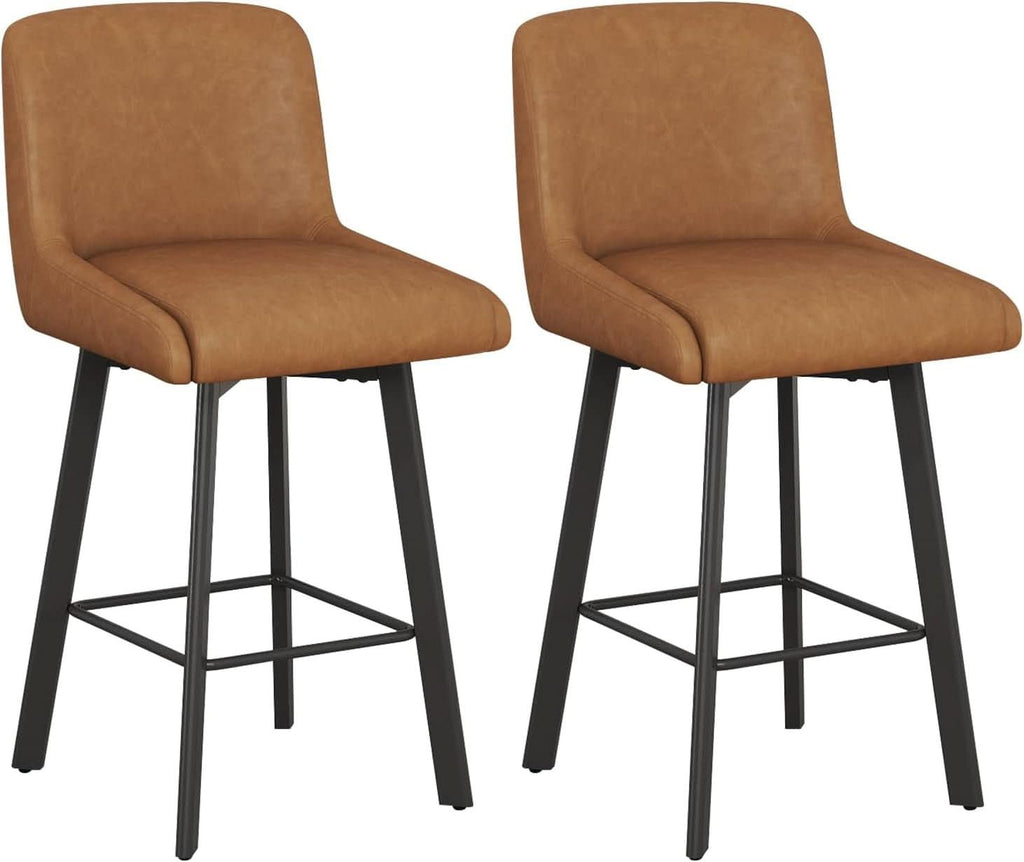 26 Inch Whiskey Brown Bar Stools Set Of 2 For Kitchen Island