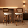 Swivel Counter Height Bar Stools Cream White Rattan Back
