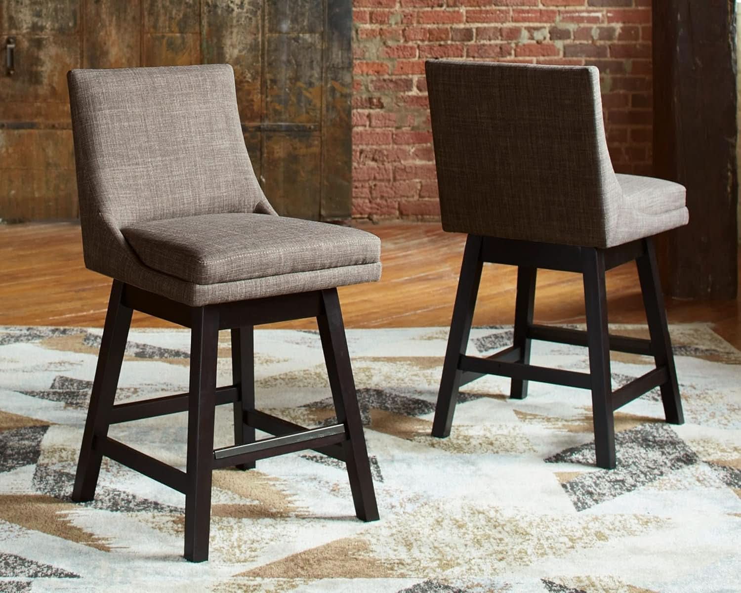 Tallenger 25 Inch Upholstered Swivel Bar Stool Light Gray