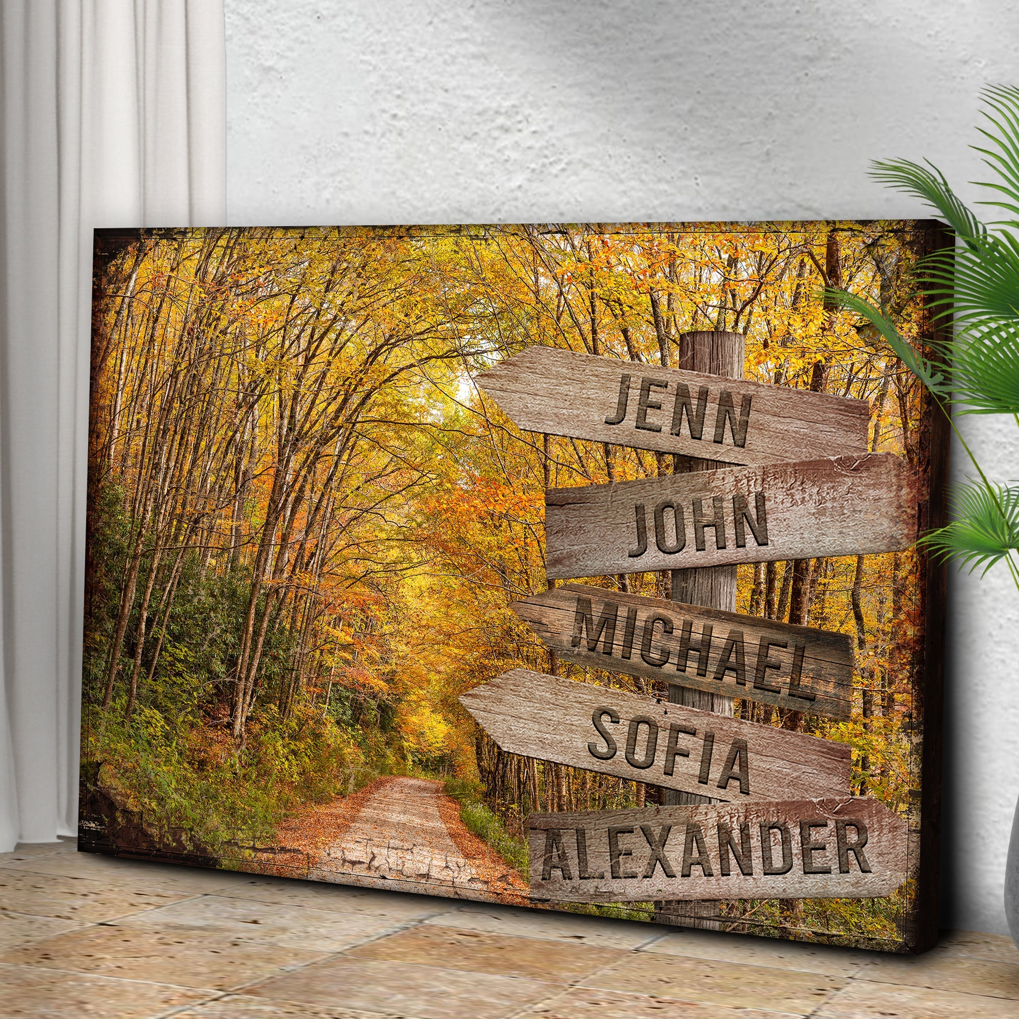 Autumn Road Family Name Sign