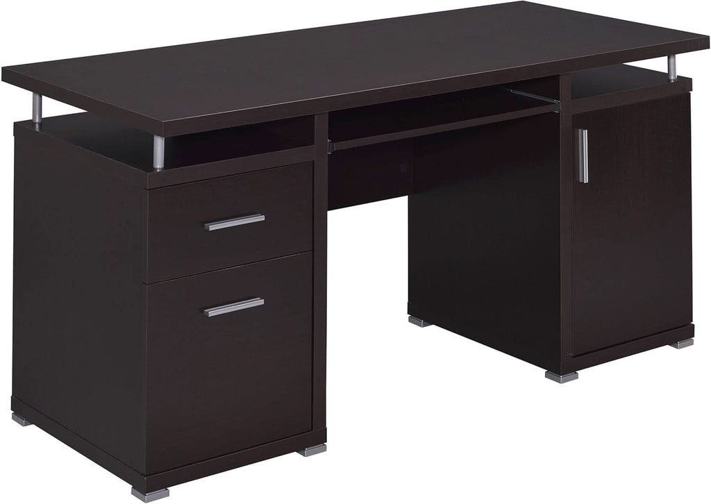 55 Inch Modern Wood Desk With 2 Drawers For Home Office