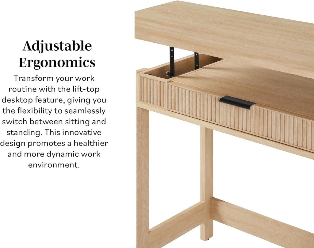 Transitional Lift-Top Desk With Storage And Adjustable Height